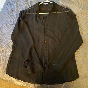 Express portofino sheer shirt L black